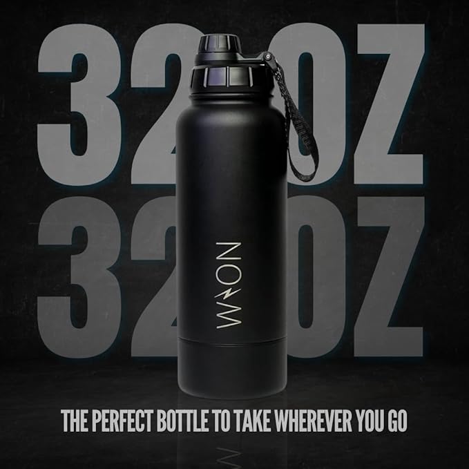 WON Stainless Steel Insulated Water Bottle with Storage Compartment for Dog Food, Snack, Pills, Keys, Cash and Valuables - 32oz Metal Vacuum Flask for Cold & Hot Drinks - Diversion Safe Water Bottle