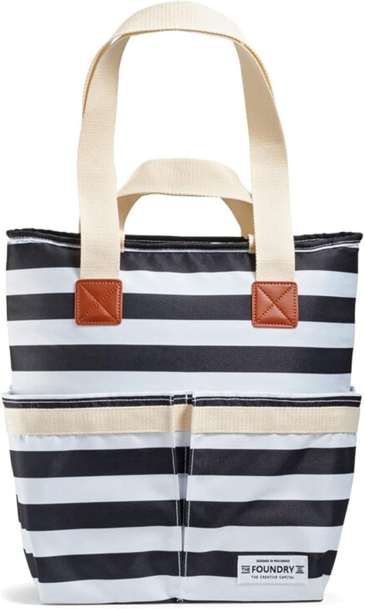 Fit & Fresh Large Insulated Cooler Bag, 1120 cu in, B&W Stripe, Polyester, 11 x 5 x 10 in