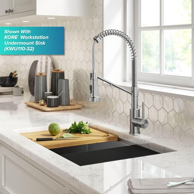 KRAUS Bolden 2-in-1 Commercial Style Pull-Down Single Handle Water Filter Kitchen Faucet for Reverse Osmosis or Water Filtration System in Spot Free Stainless Steel, KFF-1610SFS