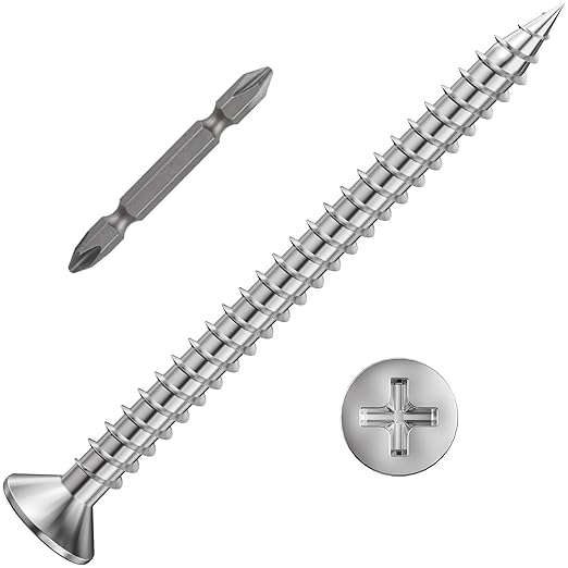 (150Pcs) #8x2 Wood Screw Quick Metal Self Tapping Flat Head 304 Stainless Steel