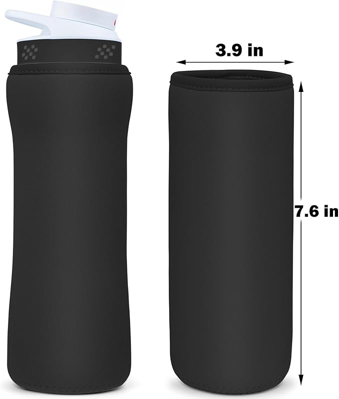 Sleeve Compatible with Cir-kul Water Bottle - 2 Pcs Water Bottle Sleeve Compatible with Cir-kul 22oz & Stainless Steel Bottle - Neoprene Insulated Water Bottle Cover for Retaining Temperature, （Black）