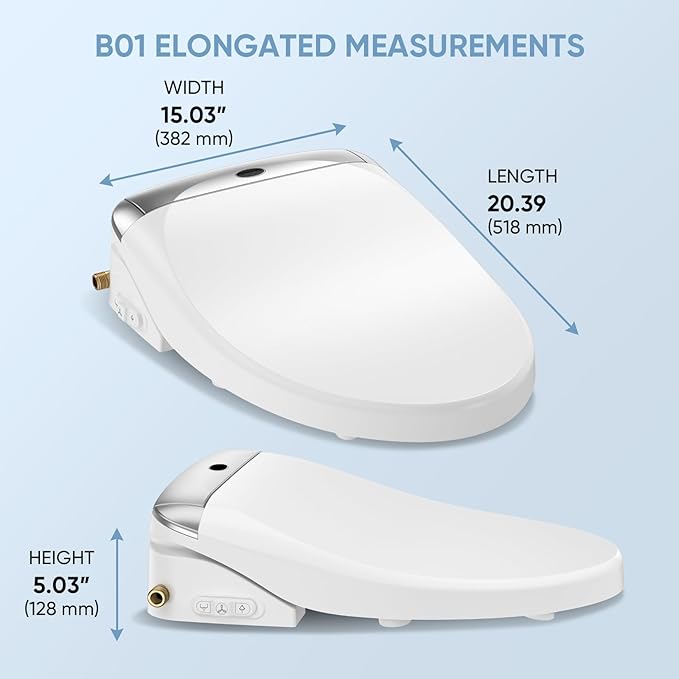 LEIVI Electric Bidet Toilet Seat with Wireless Remote and Side Panel, Multiple Spray Modes, Adjustable Heated Seat, Warm Water and Air Dryer, Auto LED Nightlight, Elongated