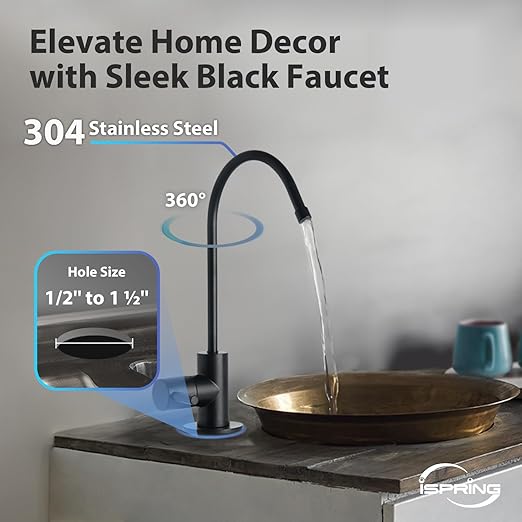 iSpring RCC7AK-UVBLK, NSF/ANSI 58 Certified, Alkaline and UV 7-Stage Reverse Osmosis Water Filter System, Clear Housing for Easy Filter Inspection, Reduces PFAS, TDS, Chlorine, Lead, pH+