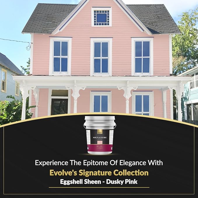 EVOLVE Signature Paint & Primer: Luxury Paint & Primer for Indoor & Outdoor Surfaces, Minimal Odor, Eggshell Sheen (Dusky Pink, 5 Gallon)