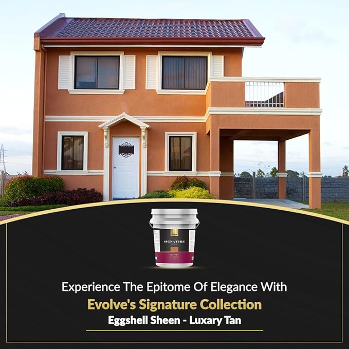 EVOLVE Signature Paint & Primer: Luxury Paint & Primer for Indoor & Outdoor Surfaces, Minimal Odor, Eggshell Sheen (Luxury Tan, 5 Gallon)