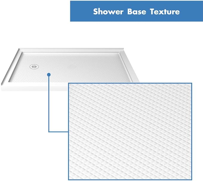 DreamLine SlimLine 36 in. D x 48 in. W x 2 3/4 in. H Left Drain Double Threshold Shower Base in White, DLT-1036481