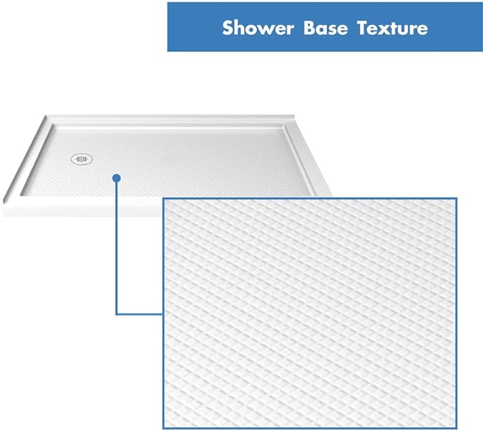 DreamLine SlimLine 34 in. D x 48 in. W x 2 3/4 in. H Left Drain Double Threshold Shower Base in White, DLT-1034481