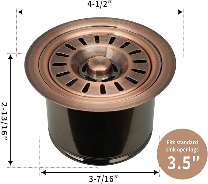 Akicon Kitchen Sink Antique Copper Finish Garbage Disposal Flange Stopper, One Size Disposal Rim, Fit 3-1/2 Inch Standard Sink Drain Hole 2.85" Height
