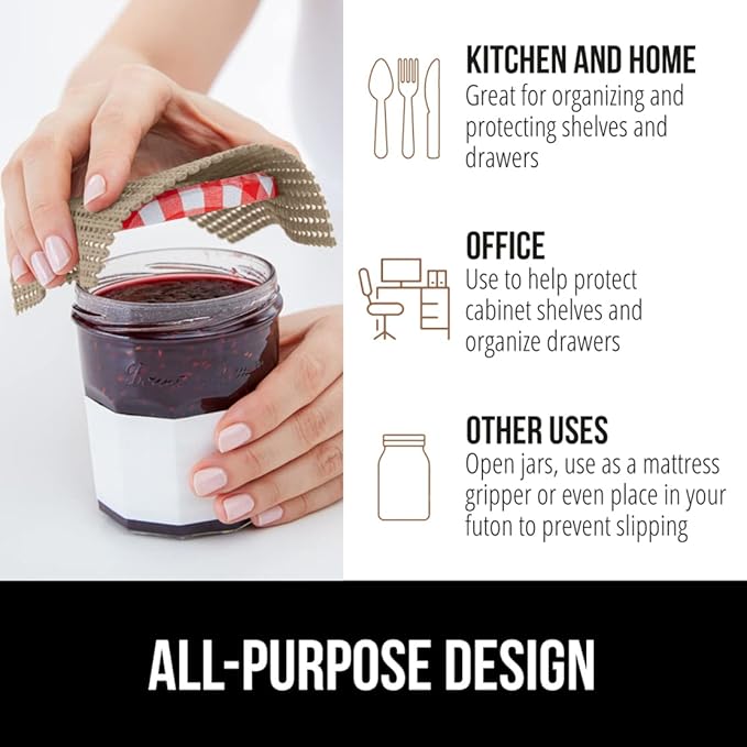 Gorilla Grip powerGRIP Drawer Shelf and Cabinet Liner, Thick Strong Hold, Non-Adhesive Liners Protect Kitchen Cabinets and Cupboard, Bathroom Drawers, Easy Install, Breathable Mat, 17.5" x20', Beige