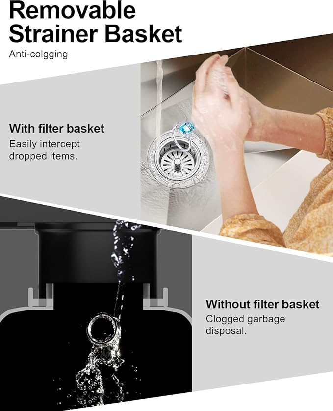 BOTEMY Extended Garbage Disposal Flange Basket Strainer Stopper, Deep 304 Stainless Steel Kitchen Sink Flange for 3-1/2 Inch Standard Sink Drain Hole, Brushed Deep Sink Disposal Stopper