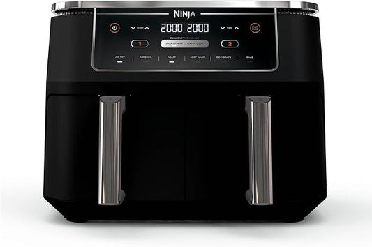 Ninja DZ302 Foodi 10-qt. 6-in-1 DualZone Smart XL Air Fryer with 2 Independent Baskets, Match Cook & Smart Finish to Air Fry, Air Broil, Roast, Bake, Dehydrate, & Keep Warm, Black