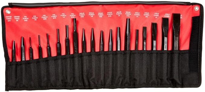Mayhew Tools 61019 Punch and Chisel Set, 19-Piece, Black Oxide Finish