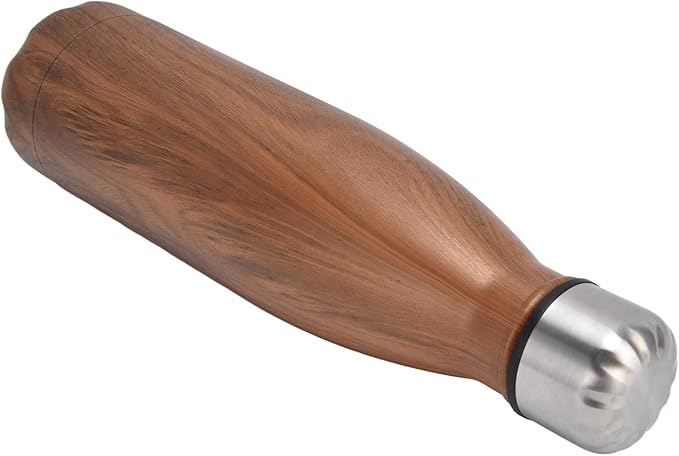 Thermal Flask, Water Bottles Durable Stainless Steel Double Wall Easy to for Camping Hiking Travel for School Outdoor Sports(Wood Grain)