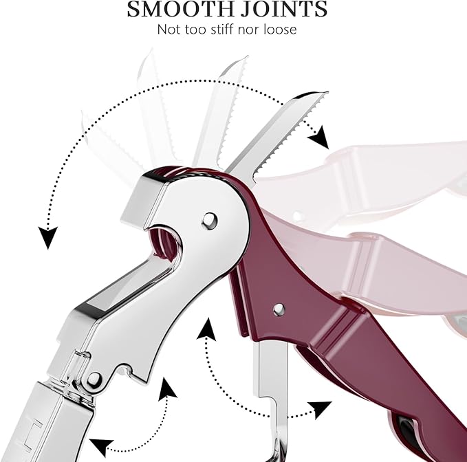 HYZ 2-Pack Wine Opener Waiter Corkscrew, Professional Wine Key for Servers, Bartender with Foil Cutter, Manual Wine Bottle Opener Double Hinged (Burgundy)