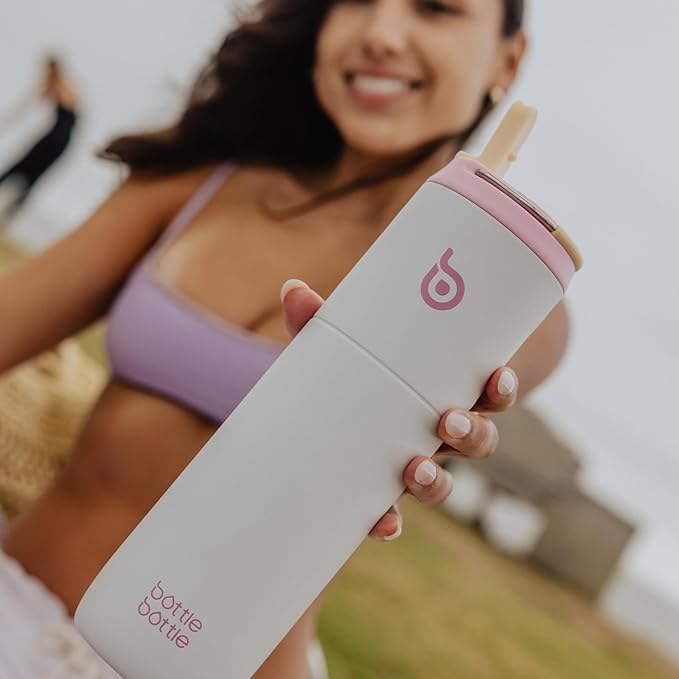 BOTTLE BOTTLE Insulated Water Bottle 24oz with Straw Lid and Handle for Sports Travel Gym Stainless Steel Water Bottles Double-Wall Vacuum Metal Thermos Bottles Leak Proof BPA-Free