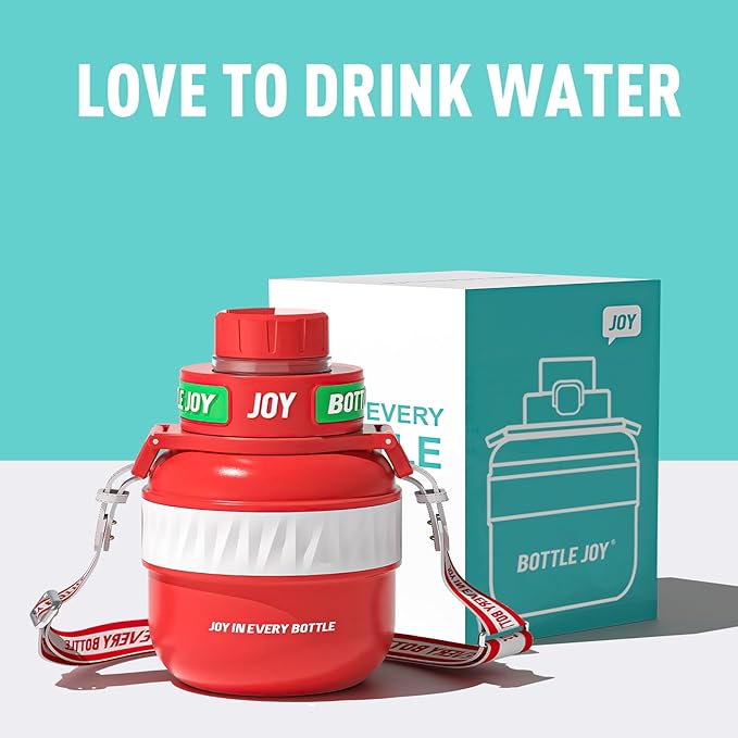 Stainless-Steel Water Bottle: Kids Water Bottle,Leakproof Lid, Perfect Sip, Double Insulated, Eco-Friendly, Dishwasher Safe & Stylish Strap, Gifts for Kids (Fire Dragon, 16 oz)