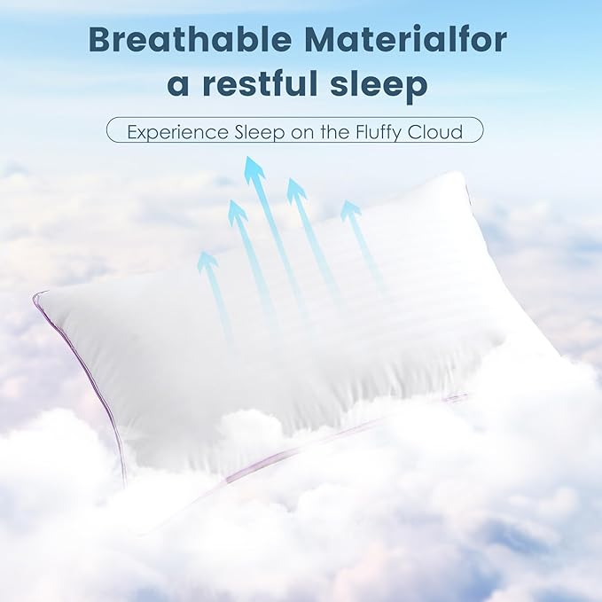 Pillows King Size Set of 4,Breathable Hotel Collection Bed Pillows for Sleeping Medium Firm Down Alternative Microfiber Filled,20 x 36 Inches