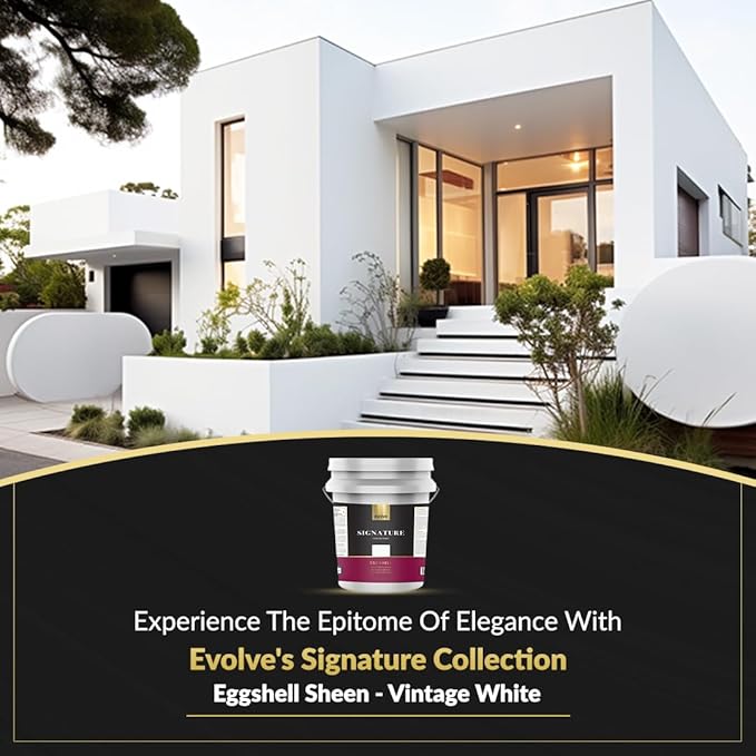 EVOLVE Signature Paint & Primer: Luxury Paint & Primer for Indoor & Outdoor Surfaces, Minimal Odor, Eggshell Sheen (Vintage White, 5 Gallon)