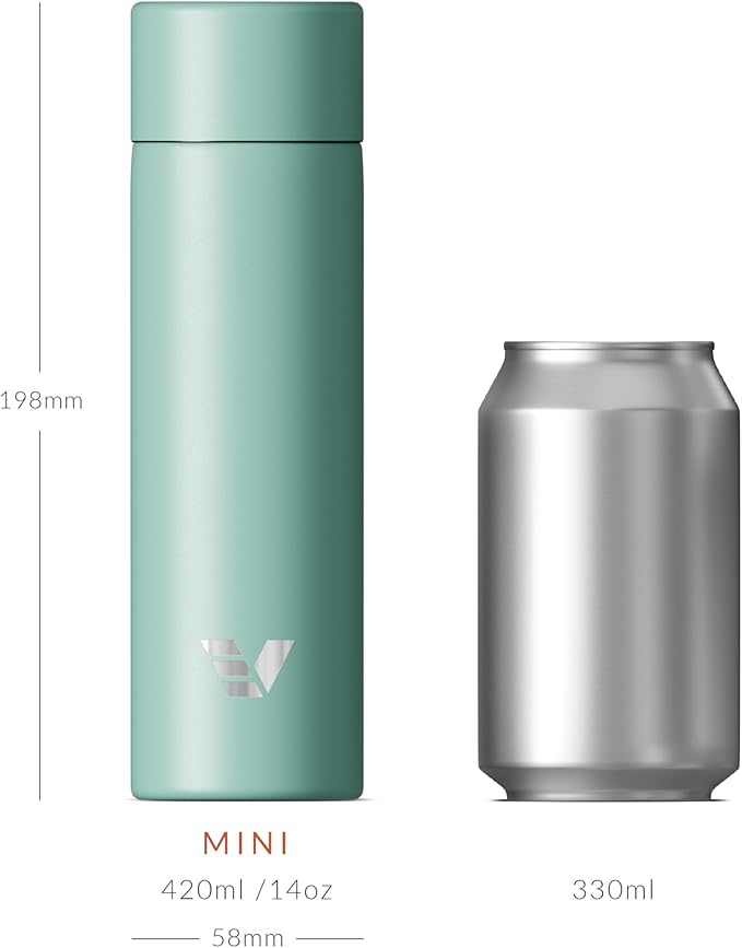 Mini Stainless Steel Water Bottle 14oz - Non-insulated | Designed for Bags | Slim, Lightweight & Stylish – Mint Green