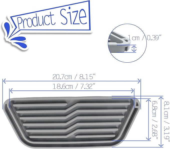 Waziaqoc 2 Pcs Refrigerator Drip Tray, Drip Catcher for Water Tray, Non-slip Silicone Dispenser Drip Collector for Drainage(Grey)