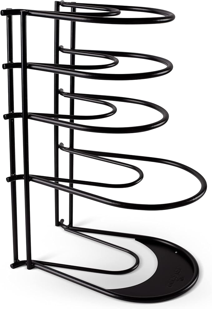 Cuisinel Heavy Duty Pan Organizer - Extra Large 5-Tier Rack - For Cast Iron Skillets, Dutch Oven, Griddles - Durable Steel Construction - Space Saving Kitchen Storage - No Assembly Required - Blue 15"