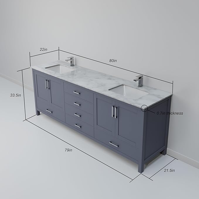 Big Sur 80 in. W X 22 in. D Dark Grey Double Bath Vanity Cabinet Without Countertop
