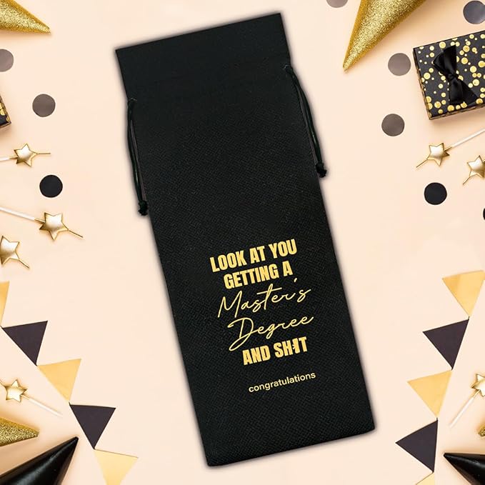 Graduation Wine Bag Funny Masters Degree Wine Gift Bag Graduation Gifts for Masters Graduates University College Grad