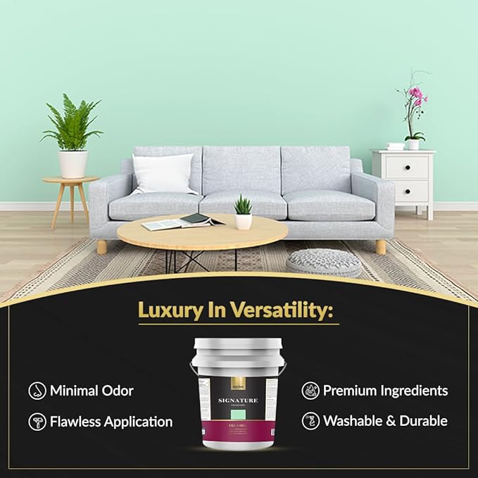 EVOLVE Signature Paint & Primer: Luxury Paint & Primer for Indoor & Outdoor Surfaces, Minimal Odor, Eggshell Sheen (Glass Green, 5 Gallon)