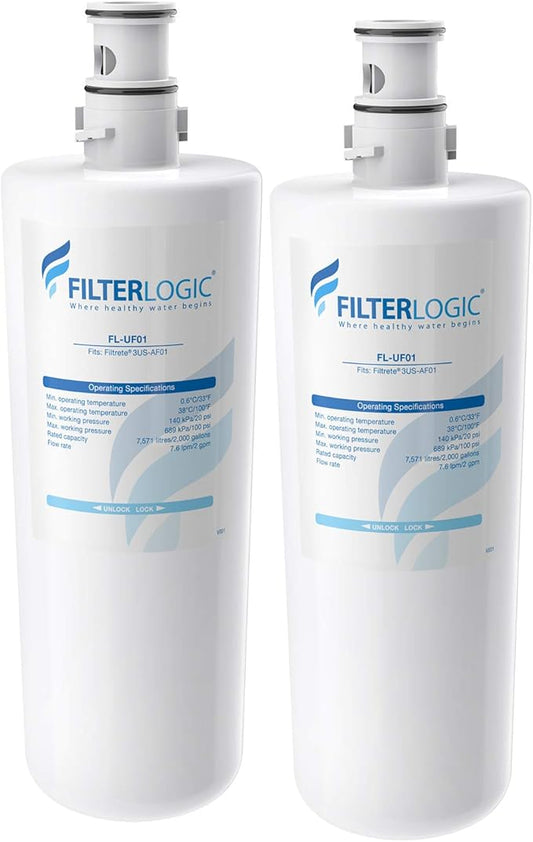 Filterlogic 3US-AF01 Under Sink Water Filter, Replacement for Standard 3US-AF01, 3US-AS01, WHCF-SRC, WHCF-SUFC, WHCF-SUF, NSF/ANSI 42 Certified (Pack of 2)
