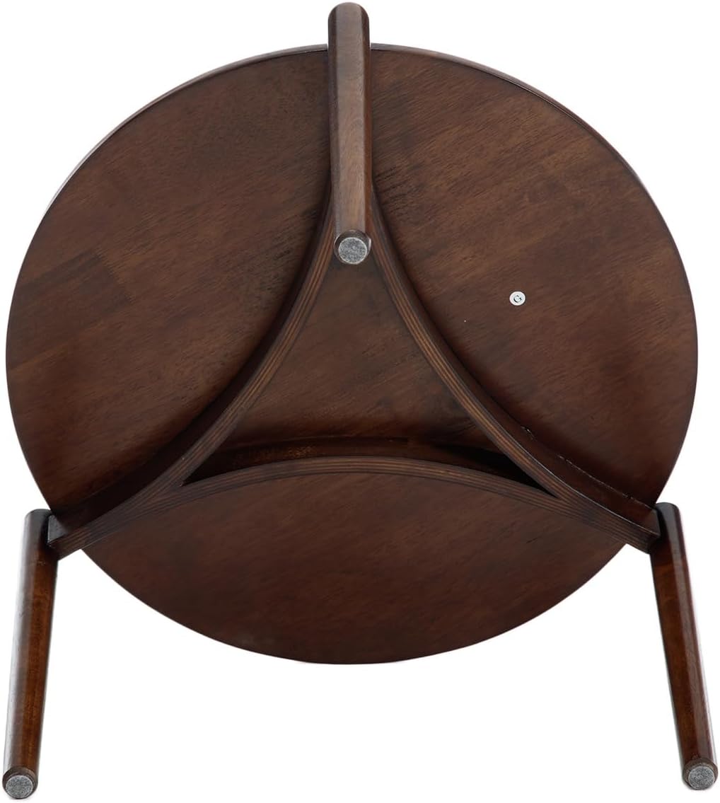 Wooden Round Modern Nesting Coffee Set of 2, Round End Table Side Table, Stacking Living Room Accent Tables for for Living Room Bedroom Balcony, Walnut