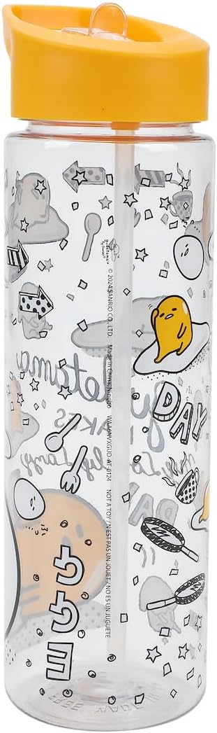 Gudetama Lazy Egg Skillets & Arrows AOP 24 Oz Single Wall Plastic Water Bottle