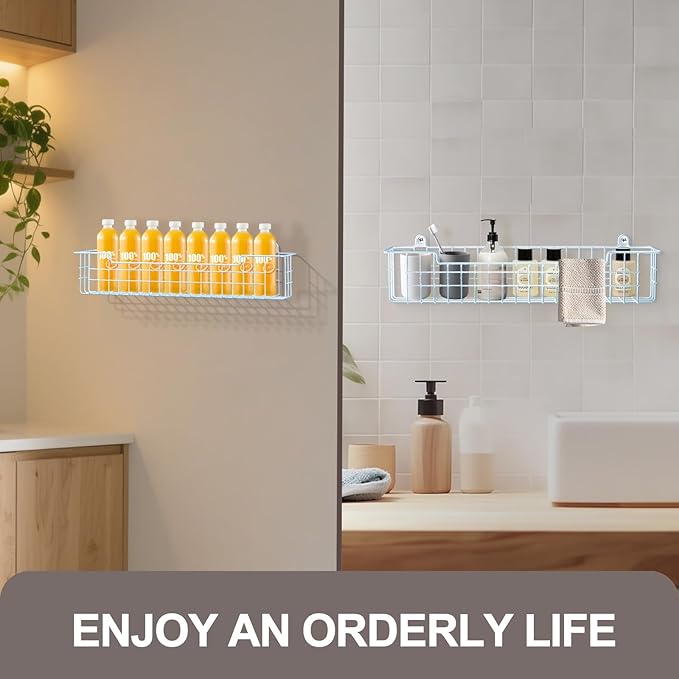 Spice Rack, 4-Pack Seasoning Organizer Wall Mount for Kitchen Storage Organization, Metal Spice Holder Shelf Saving Space for Cabinet, RV, Pantry, Blue