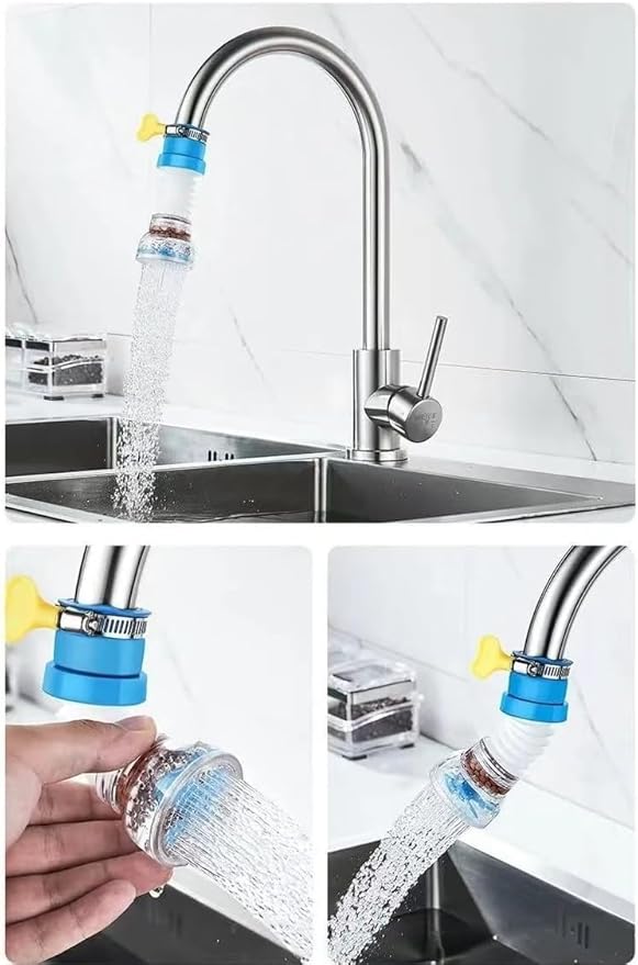 Blue 360 Degree Rotating Faucet Aerator Telescopic Anti-Splash Water- Saving Tap Sprayer, Tap Nozzle with Filter Tip Faucet Adapter for Kitchen Bathroom Faucet Parts, Water Filtration and Softeners
