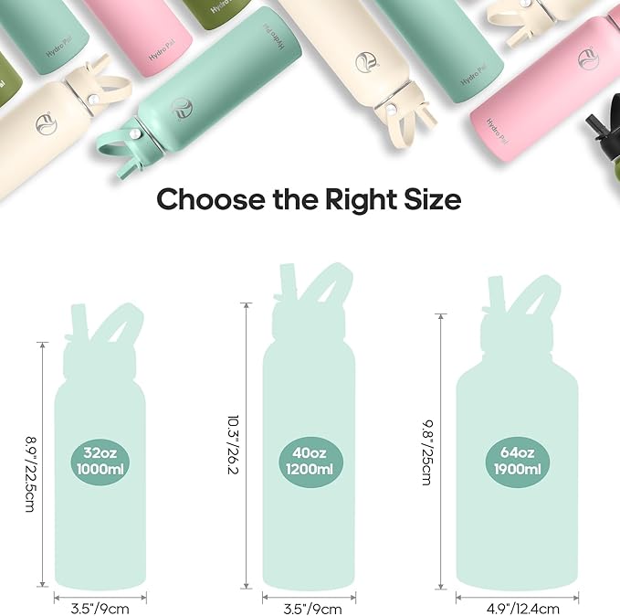 Insulated Water Bottles 40 oz with 2 Leak Proof Lids & Water Bottle Holder, Wide Mouth Sport Water Bottle with Straw, Reusable Stainless Steel Water Flask, Double Walled Vacuum Thermos