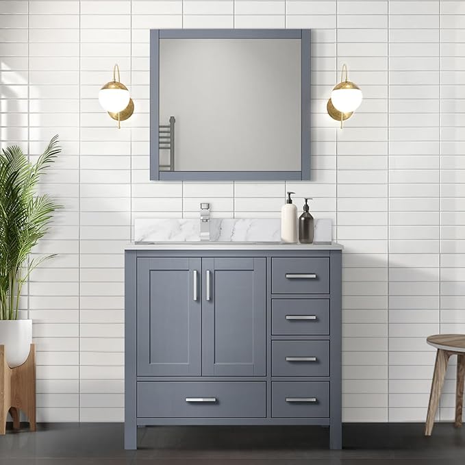 Big Sur 36 in. W X 22 in. D Dark Grey Single Bath Vanity Cabinet Without Countertop
