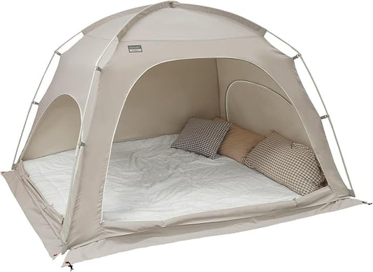 Fabric Indoor Bed Tent, Privacy Play Tent on Bed for Warm and Cozy Dream Sleep Tent, Floorless Type Tent.Cotton Feeling Tent,S-PE Pole, Washable Tents (Grey, Twin)