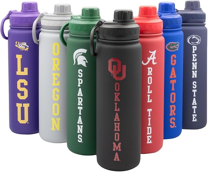 University of Oklahoma Water Bottle - Black Double Walled Stainless Steel 24 oz Keeps Drinks Cold or Hot