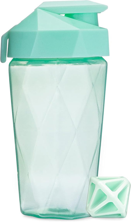 Classic 20oz Blender Shaker Bottle | Protein Shaker Bottle with Diamond Agitator | Shaker Cup with Carrying Handle and Dishwasher Safe | Mint - 20-Ounces