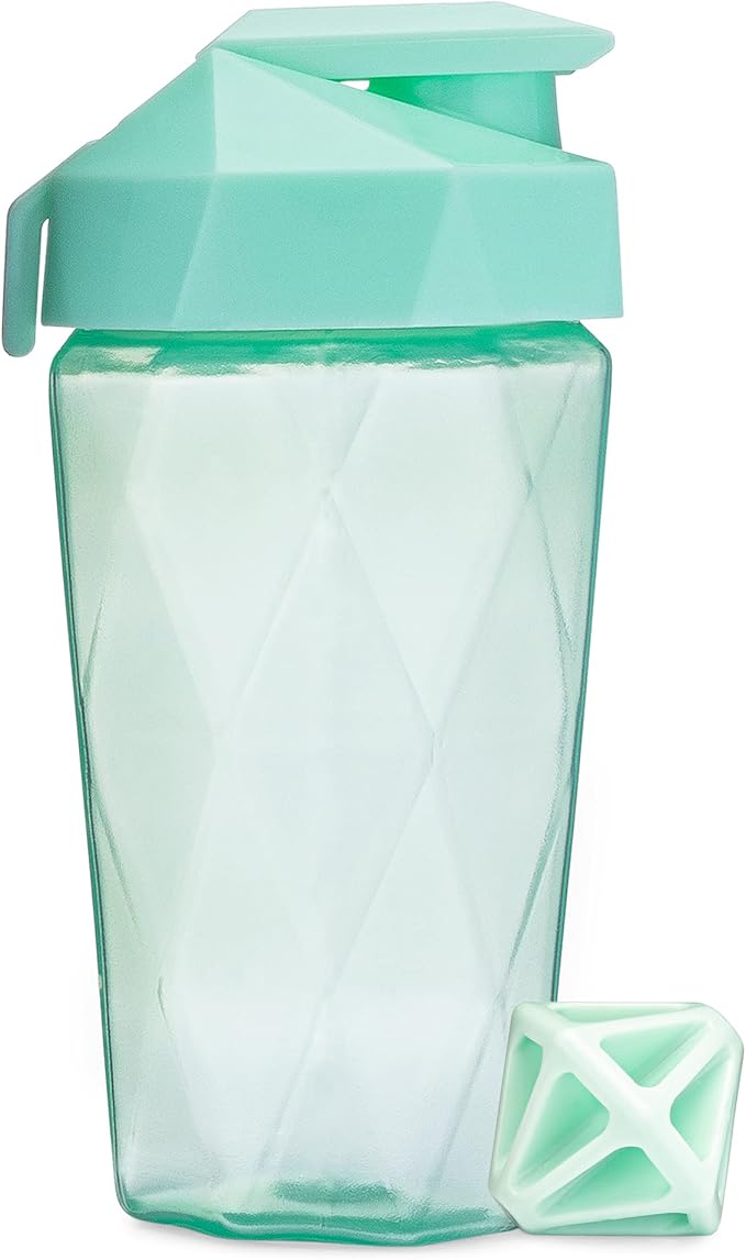 Classic 20oz Blender Shaker Bottle | Protein Shaker Bottle with Diamond Agitator | Shaker Cup with Carrying Handle and Dishwasher Safe | Mint - 20-Ounces