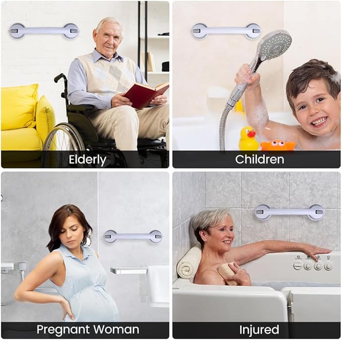 Grab Bars for Bathtubs and Showers,（2 Pack）Shower Handles for Elderly Seniors bar Bars Safety Elderly Suction 500 lbs Cup and Walls bathtubs Handicap Heavy Duty Grabbers Wall