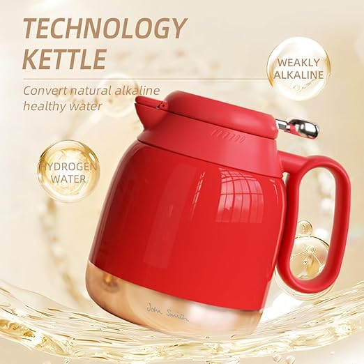 JOHNSMITH Hydrogen Water Kettle 50oz Stainless Steel Thermostatic Kettle Hydrogen-Rich Water and Weakly Alkaline Water (red)