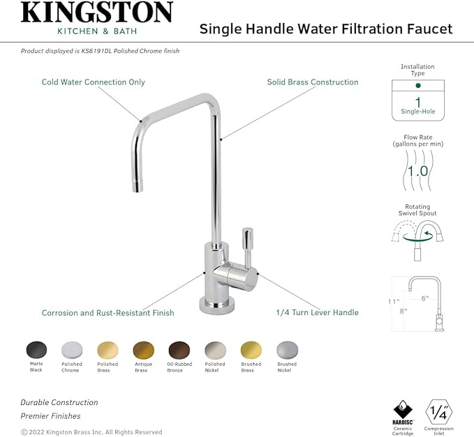 Kingston Brass KS6191DL Concord Water Filtration Faucet, Polished Chrome