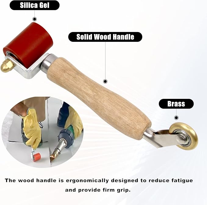 Seam Roller 40mm Silicone Seam Roller/6mm Brass Detail Penny Roller,Smoothing Combo Seam Roller Tool for PVC/TPO/EPDM Single Ply Roofing Tools and Tape Hot Air Tools