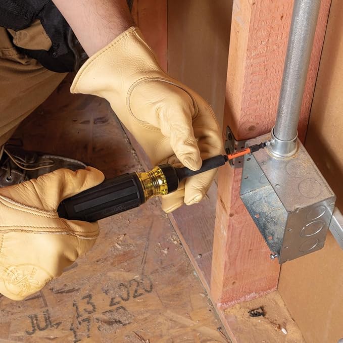 Klein Tools 32315HD 15-in-1 Multi-Bit Ratcheting Screwdriver, Impact-Rated, 7 Double-Ended ProFlex Torsion Zone Tips, 1/4-Inch Nut Driver, 8-Piece