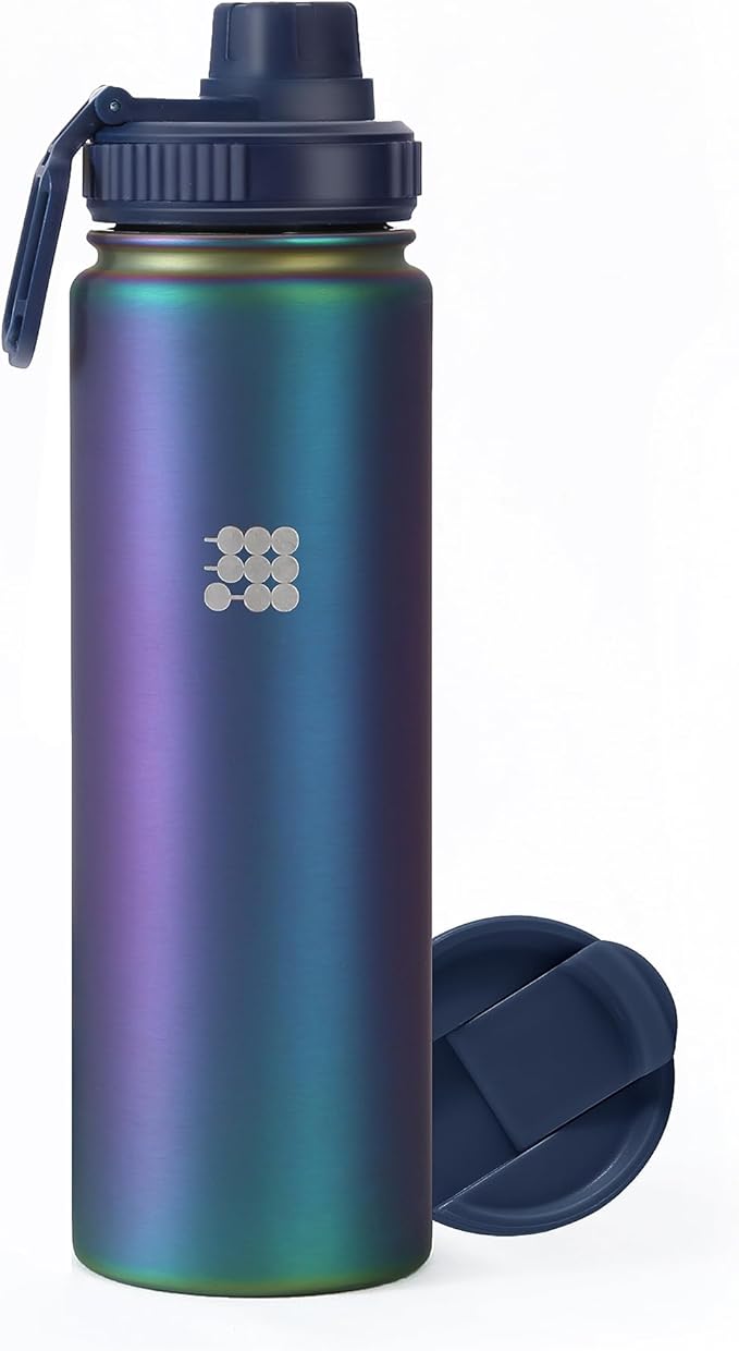 Cubitt Insulated Sports Hydro Water Bottle 24 oz, 2 Lids (Coffee Lid and Wide Mouth Twist Sports Lid), Stainless Steel, Double Walled. Cold for up to 24 hours, Hot for up to 12 hours COSMIC