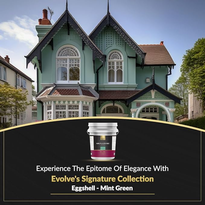 EVOLVE Signature Paint & Primer: Luxury Paint & Primer for Indoor & Outdoor Surfaces, Minimal Odor, Eggshell Sheen (Mint Green, 5 Gallon)