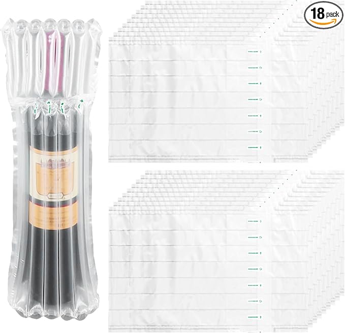 Wine Bottle Travel Inflatable Bag 18 Pcs Bottle Protectors for Travel Wine Bottle Protector for Luggage, Safety Shipping Wine/Drink,Excluding Pump