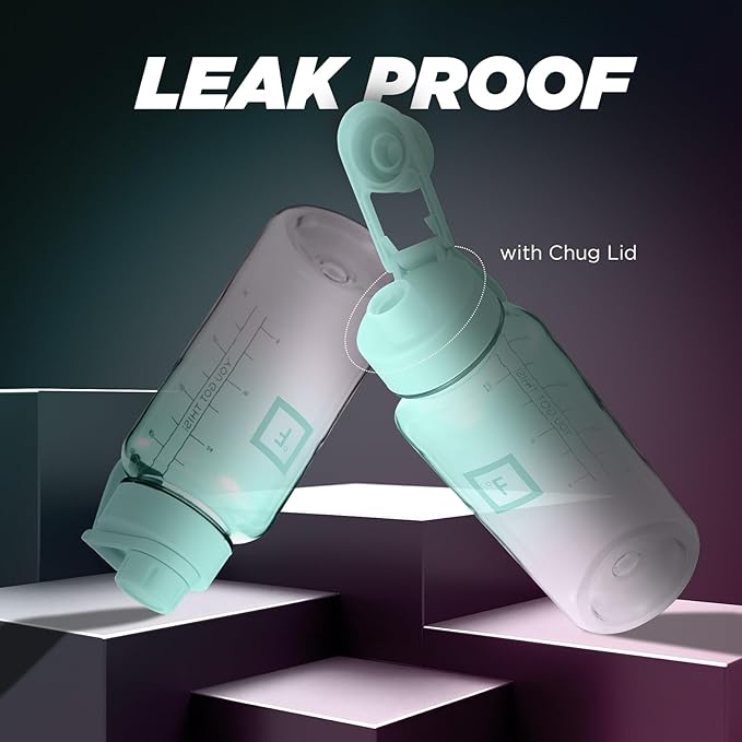 IRON °FLASK Clear Tritan Trekker Water Bottle with Chug Lid & Rubber Boot - Leak Proof & Lightweight for Gym, Hiking, Sports - Dishwasher Safe, BPA Free Plastic - Bubble Gum, 32 Oz