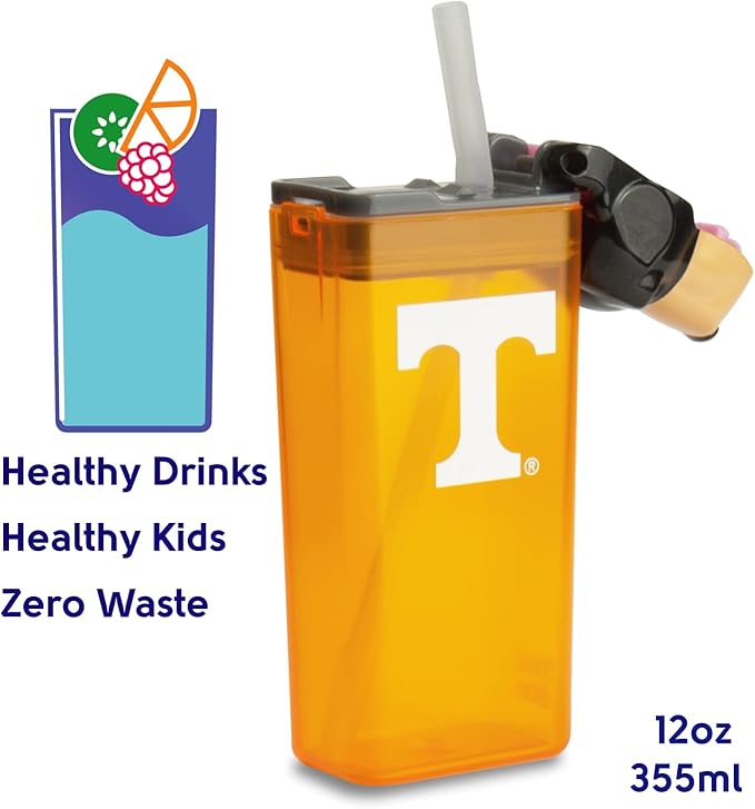 Reusable Water Bottle | Officially Licensed NCAA Sports Bottle | BPA Free | Dishwasher Safe | Smokey Mascot | 12 oz Drink in the Box - The University of Tennessee