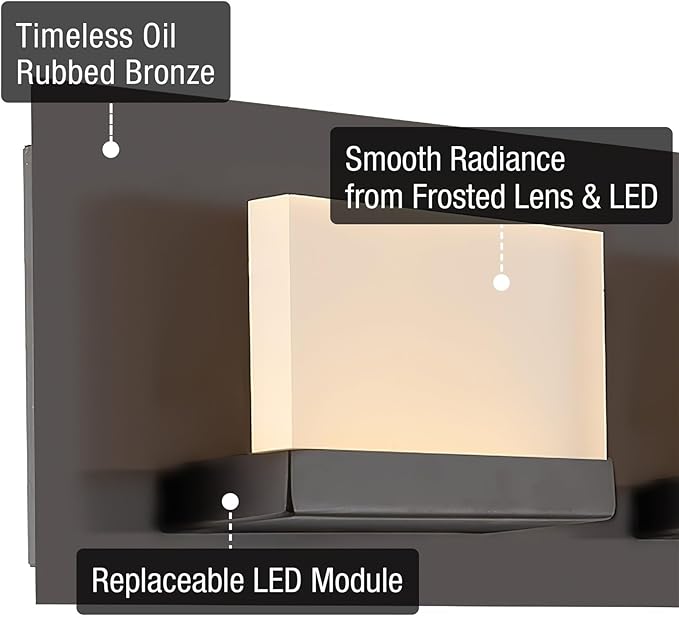 Kira Home Everett 48" Modern 6-Light 60W Integrated LED (360W eq.) Bathroom/Vanity Light, Rectangular Acrylic Lenses, Energy Efficient, Eco-Friendly, 3000k Warm White Light, Oil Rubbed Bronze Finish